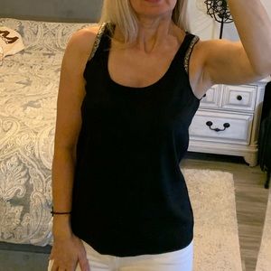 H&M size 4 black lightweight tank with silver beaded sequin detail